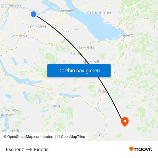 Eschenz to Fideris map