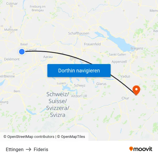 Ettingen to Fideris map
