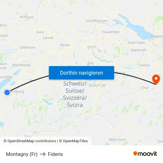 Montagny (Fr) to Fideris map