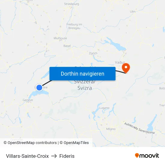 Villars-Sainte-Croix to Fideris map