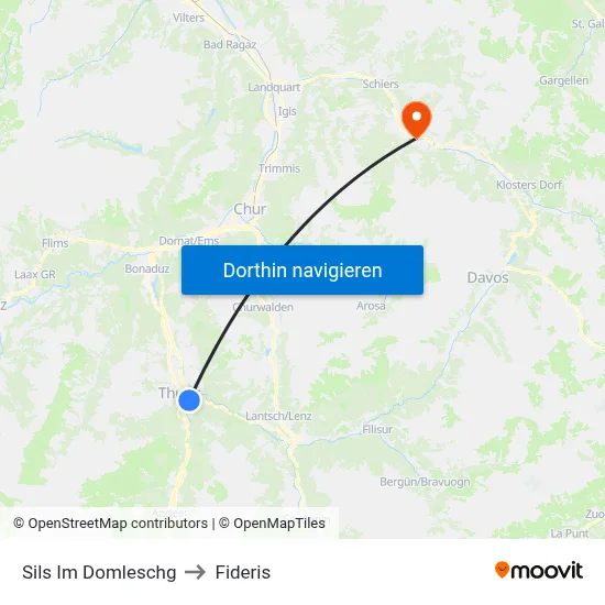 Sils Im Domleschg to Fideris map