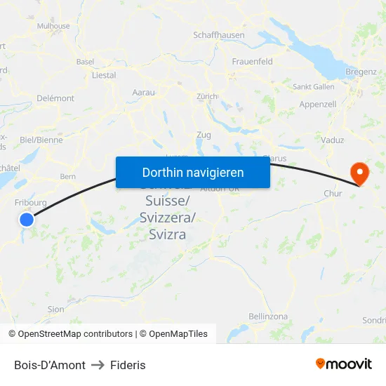 Bois-D’Amont to Fideris map