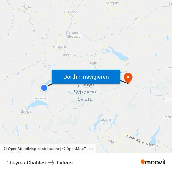 Cheyres-Châbles to Fideris map
