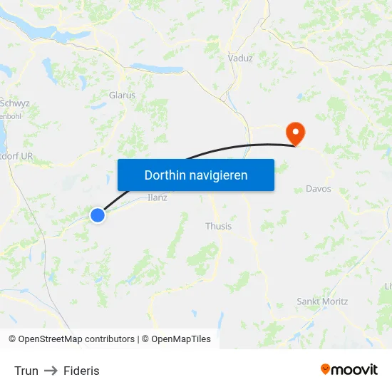 Trun to Fideris map