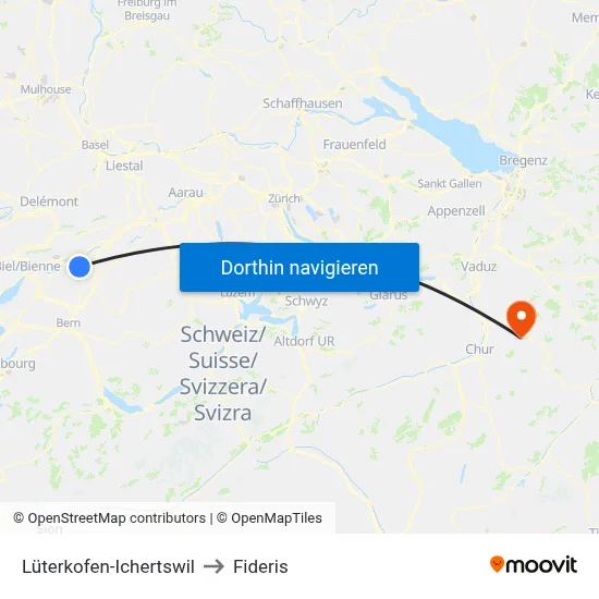 Lüterkofen-Ichertswil to Fideris map