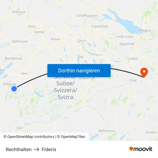 Rechthalten to Fideris map