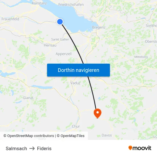 Salmsach to Fideris map