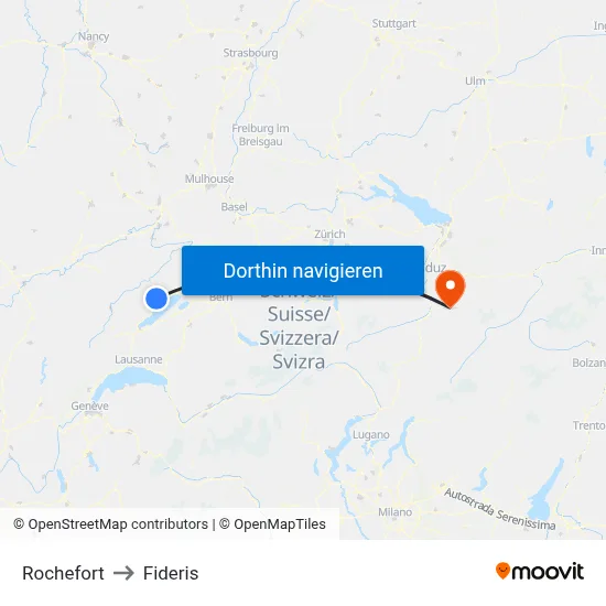 Rochefort to Fideris map