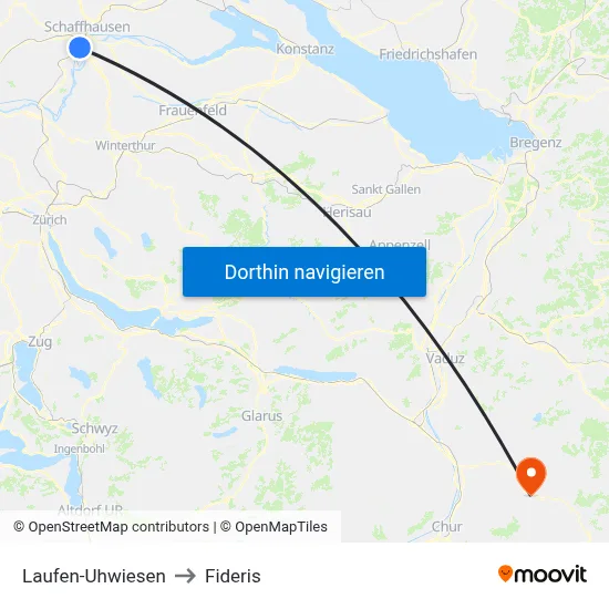 Laufen-Uhwiesen to Fideris map