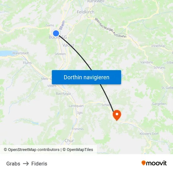 Grabs to Fideris map