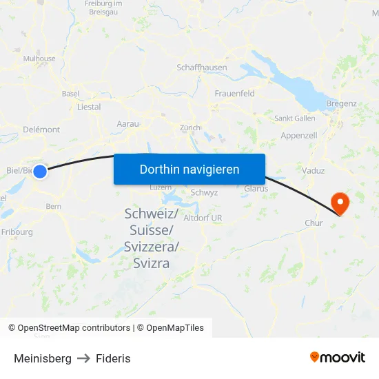 Meinisberg to Fideris map