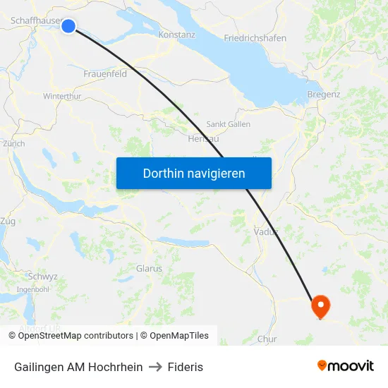 Gailingen AM Hochrhein to Fideris map