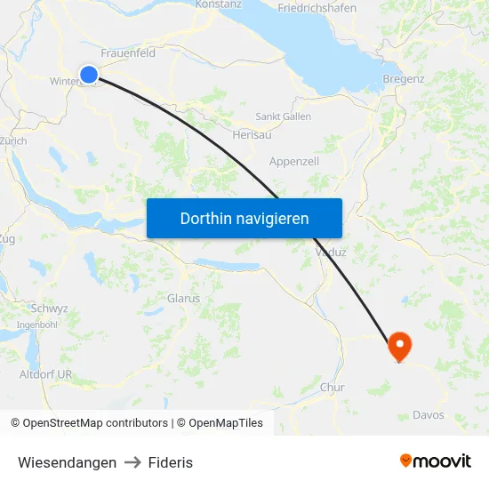 Wiesendangen to Fideris map
