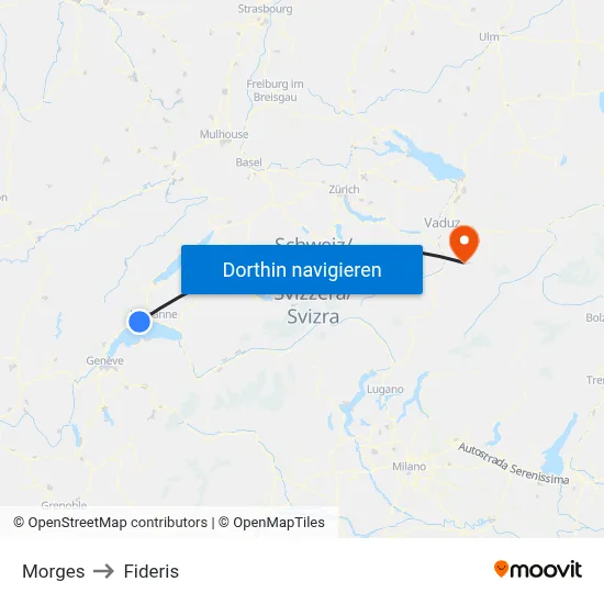 Morges to Fideris map