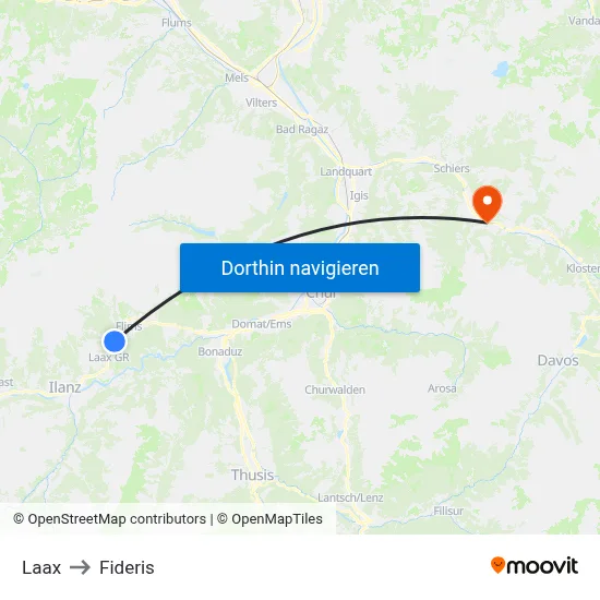 Laax to Fideris map