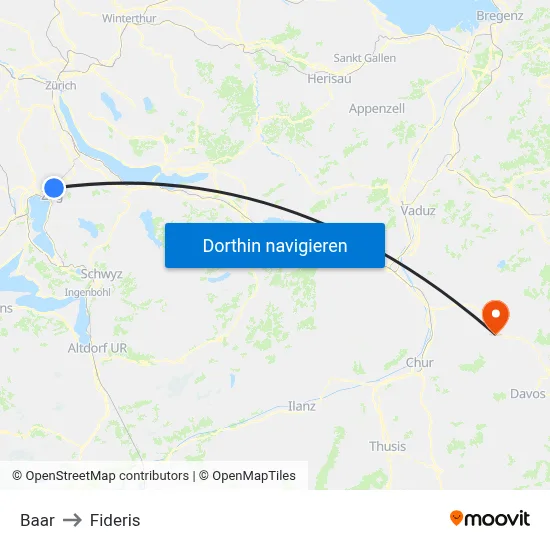 Baar to Fideris map
