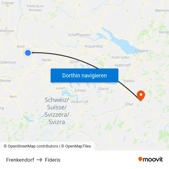 Frenkendorf to Fideris map