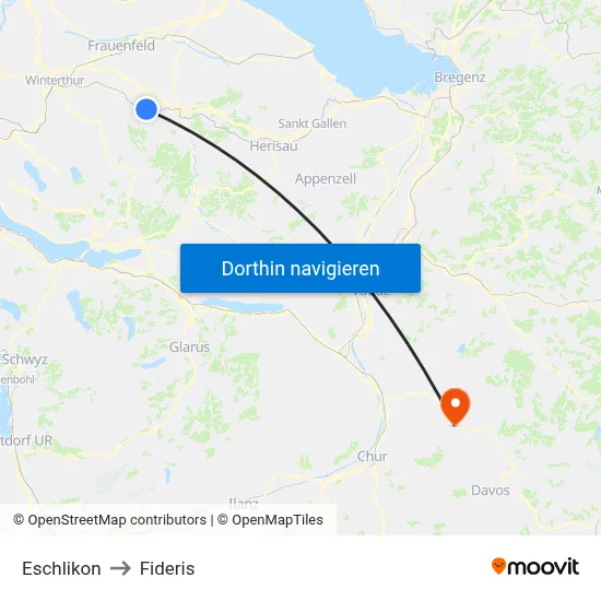 Eschlikon to Fideris map