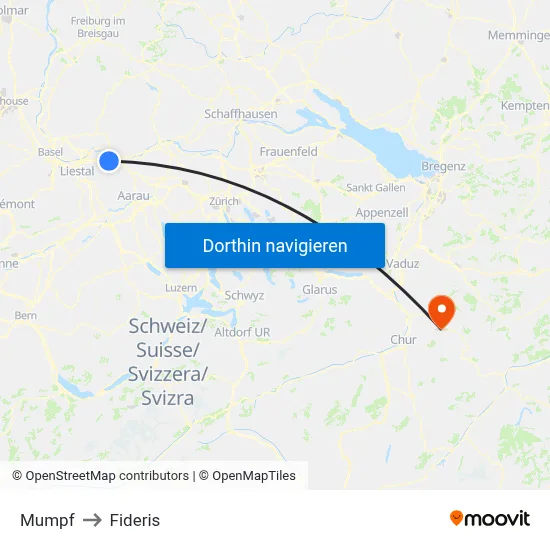 Mumpf to Fideris map
