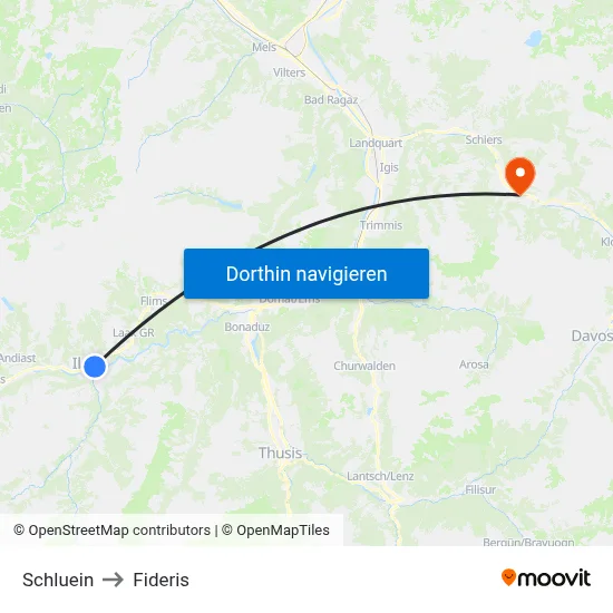 Schluein to Fideris map