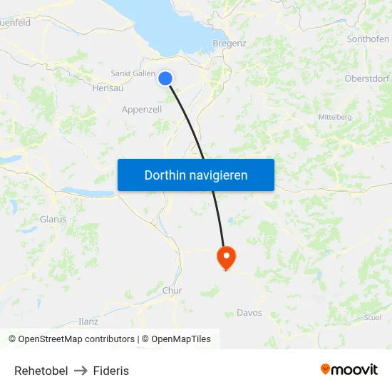 Rehetobel to Fideris map