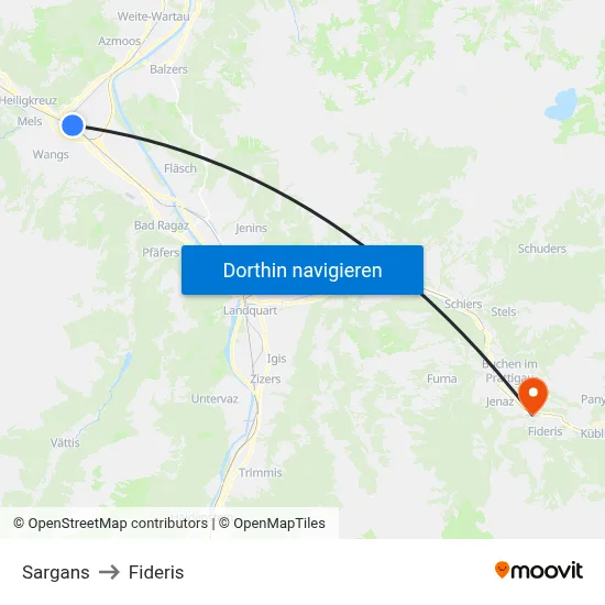 Sargans to Fideris map