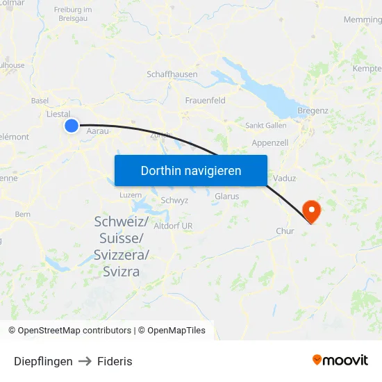 Diepflingen to Fideris map