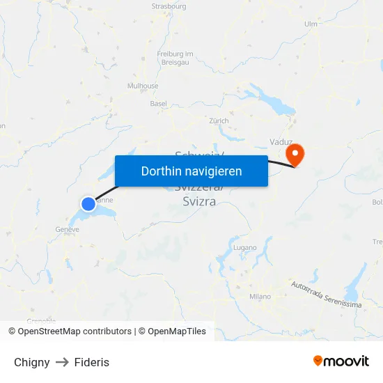 Chigny to Fideris map