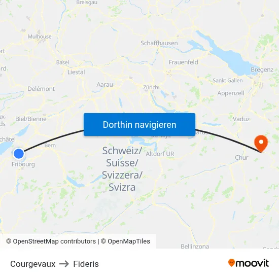 Courgevaux to Fideris map