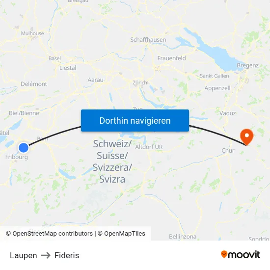 Laupen to Fideris map