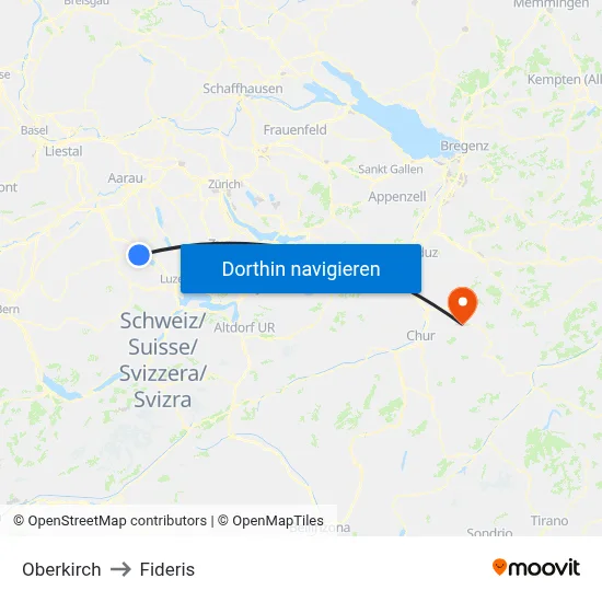 Oberkirch to Fideris map