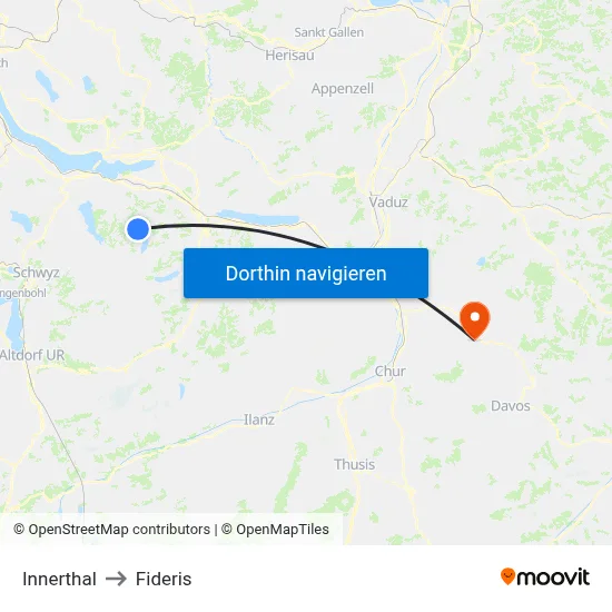 Innerthal to Fideris map