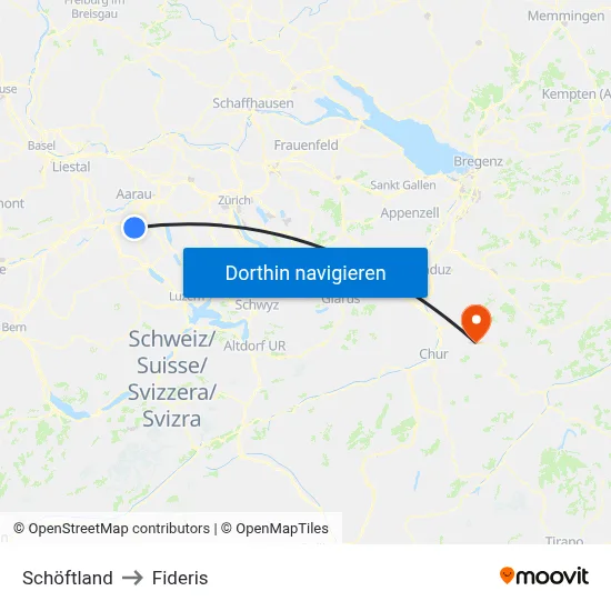Schöftland to Fideris map