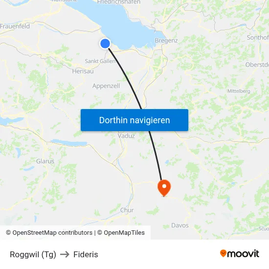 Roggwil (Tg) to Fideris map
