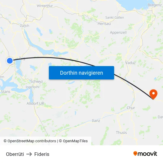 Oberrüti to Fideris map