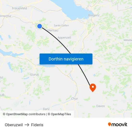Oberuzwil to Fideris map