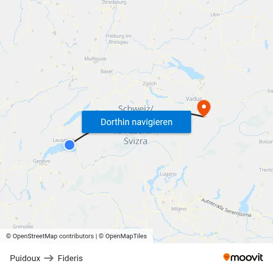 Puidoux to Fideris map