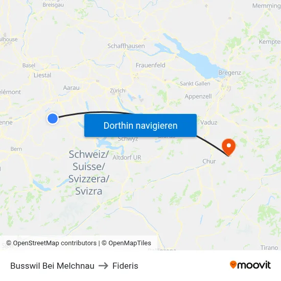 Busswil Bei Melchnau to Fideris map