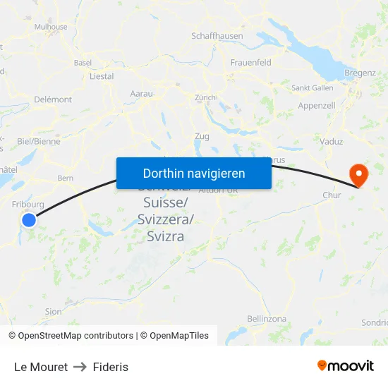 Le Mouret to Fideris map