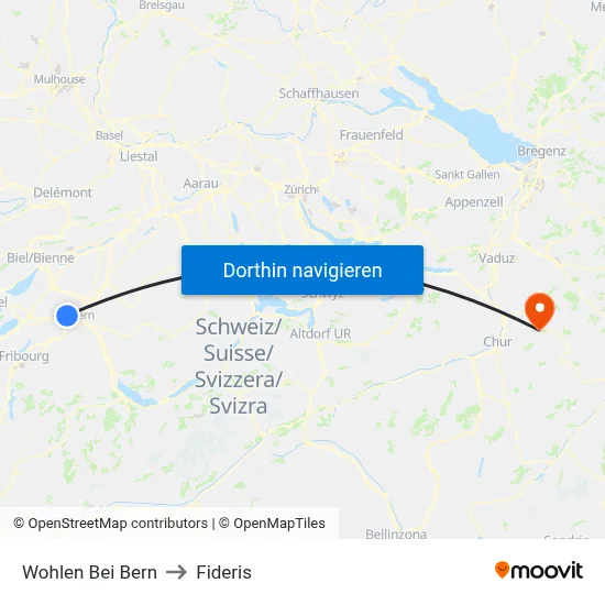 Wohlen Bei Bern to Fideris map