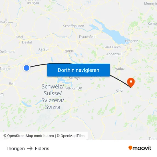 Thörigen to Fideris map