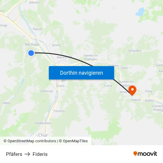 Pfäfers to Fideris map