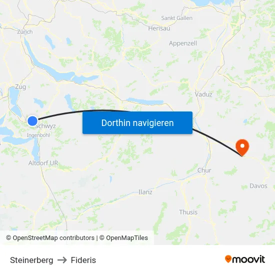 Steinerberg to Fideris map