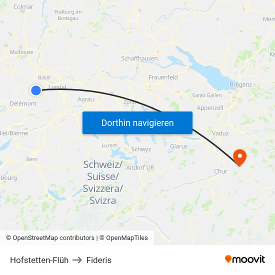 Hofstetten-Flüh to Fideris map