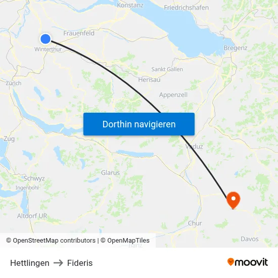 Hettlingen to Fideris map