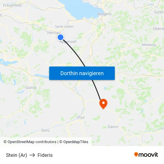 Stein (Ar) to Fideris map