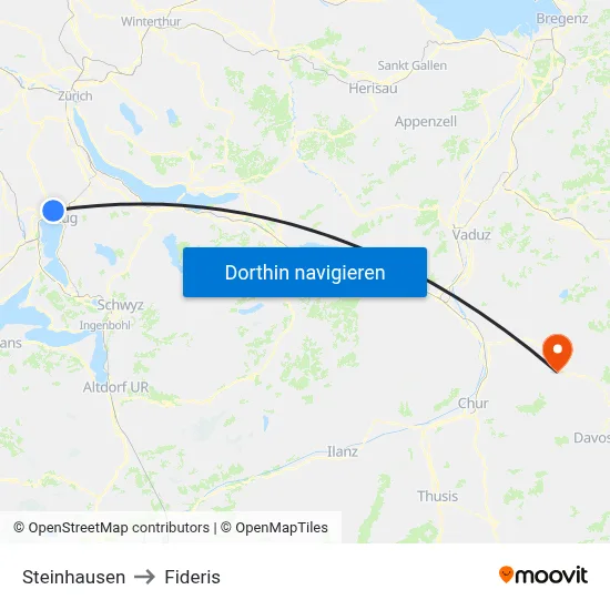 Steinhausen to Fideris map