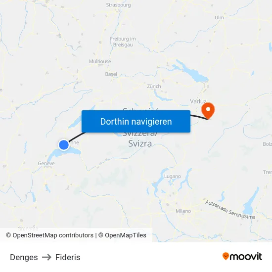 Denges to Fideris map
