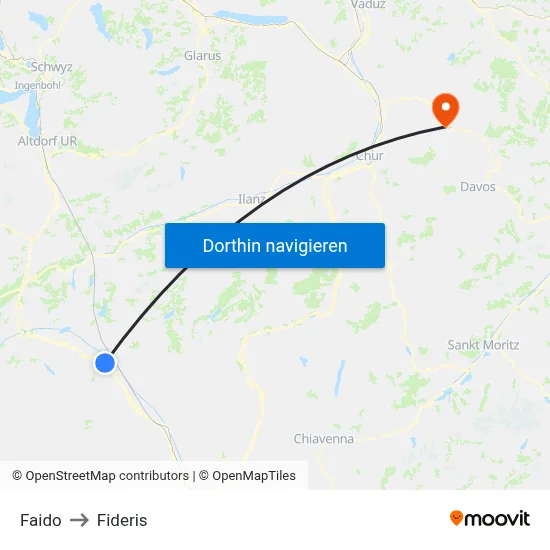 Faido to Fideris map