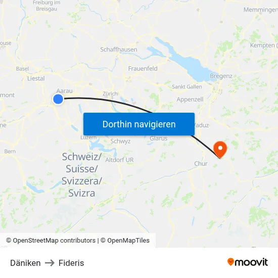 Däniken to Fideris map